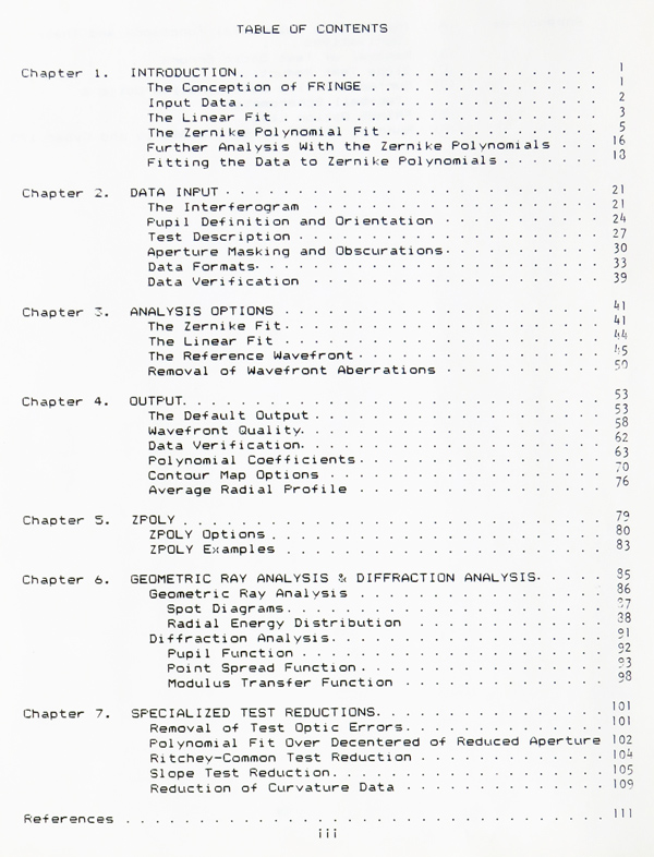 page 1 of table of contents